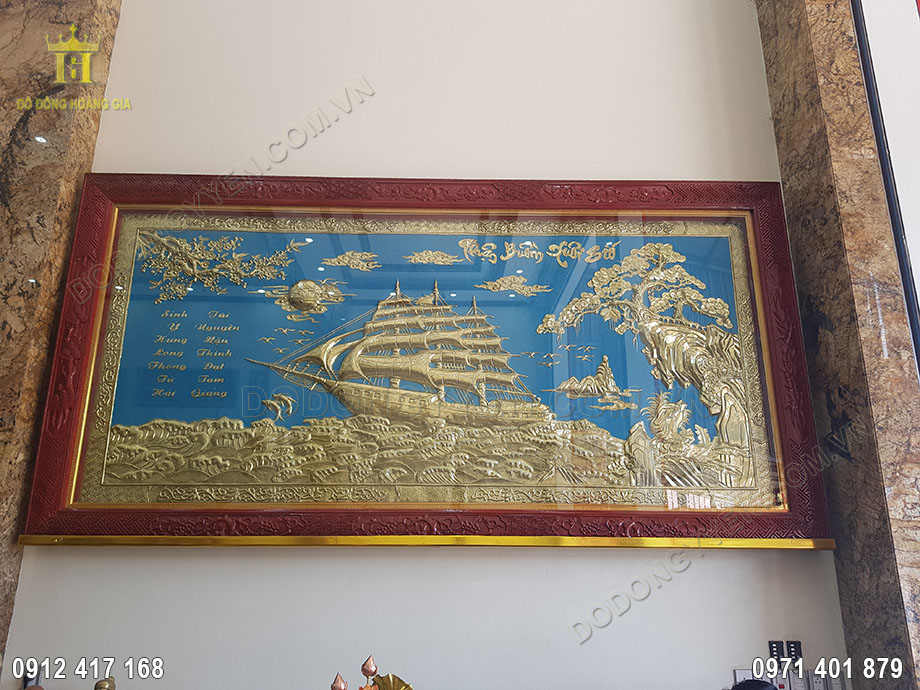bức tranh đồng thuận buồm xu&ocirc;i gi&oacute; v&agrave;ng